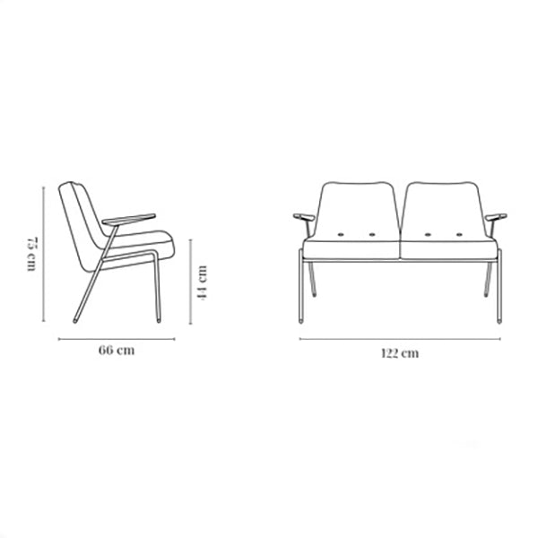 366 Metal Mid-Century Design 2 Seater Sofa - WOO .Design