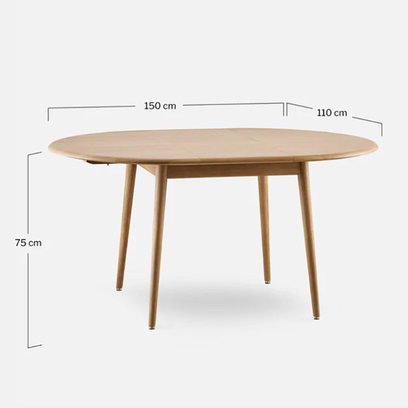 Fox Ash Wood Mid-Century Design Extendable Dining Table