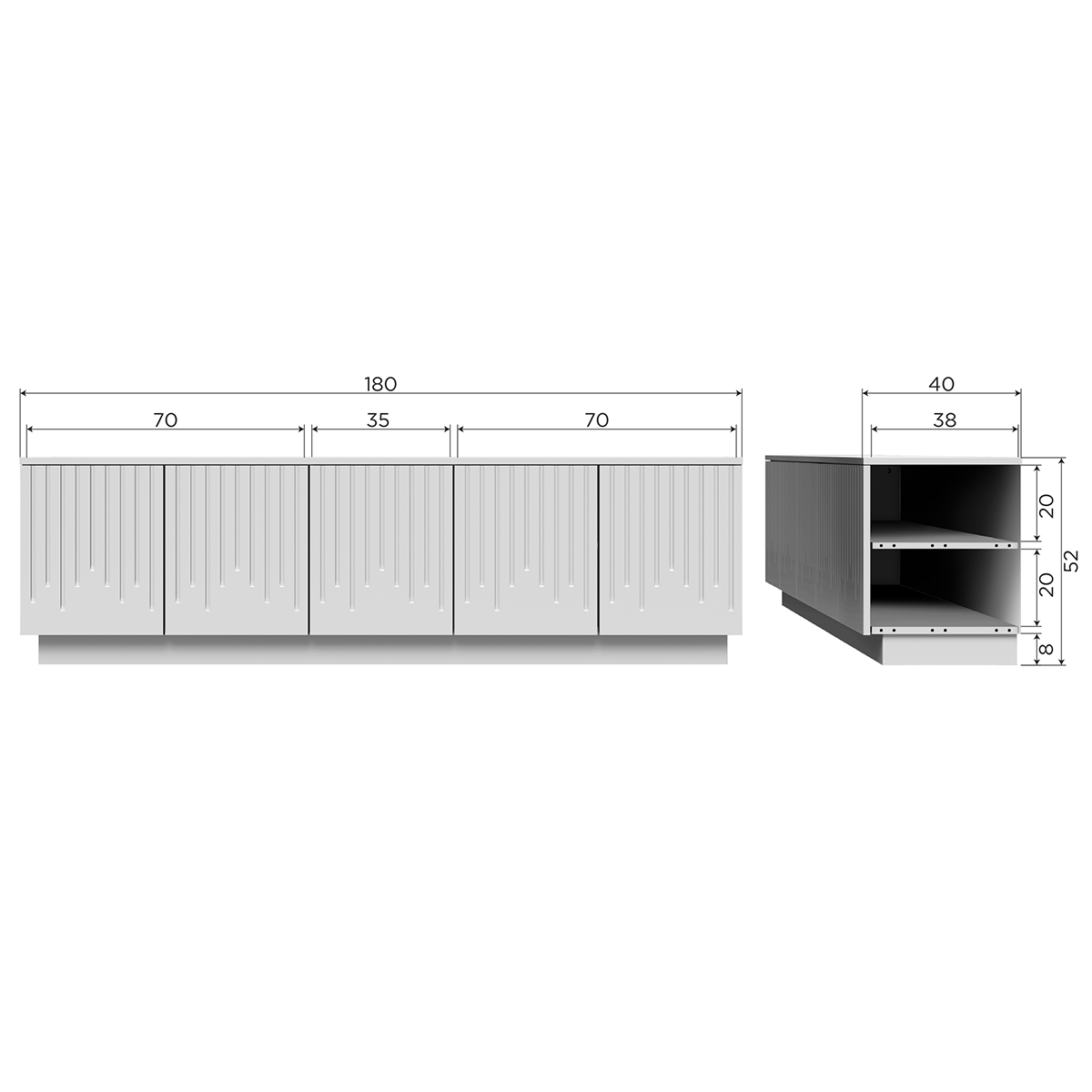 Pencil Pine Wood TV Unit - WOO .Design