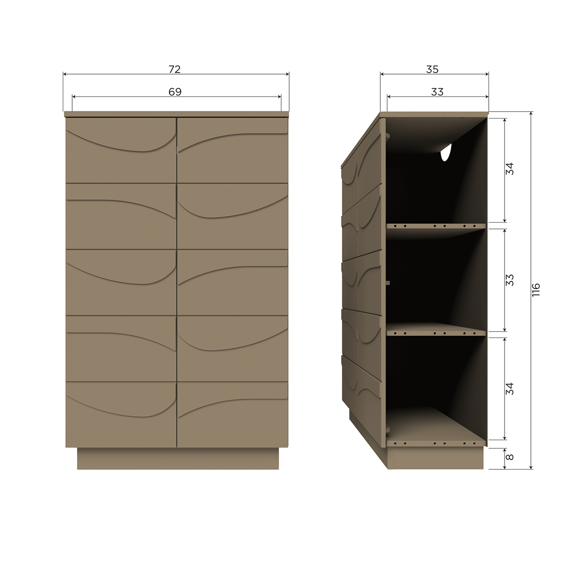 Teo Mud Pine Wood Cabinet - WOO .Design