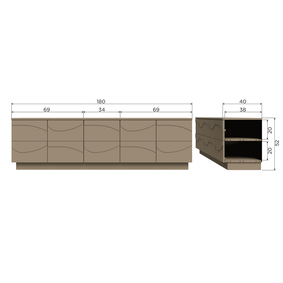 Teo Mud Pine Wood TV Unit