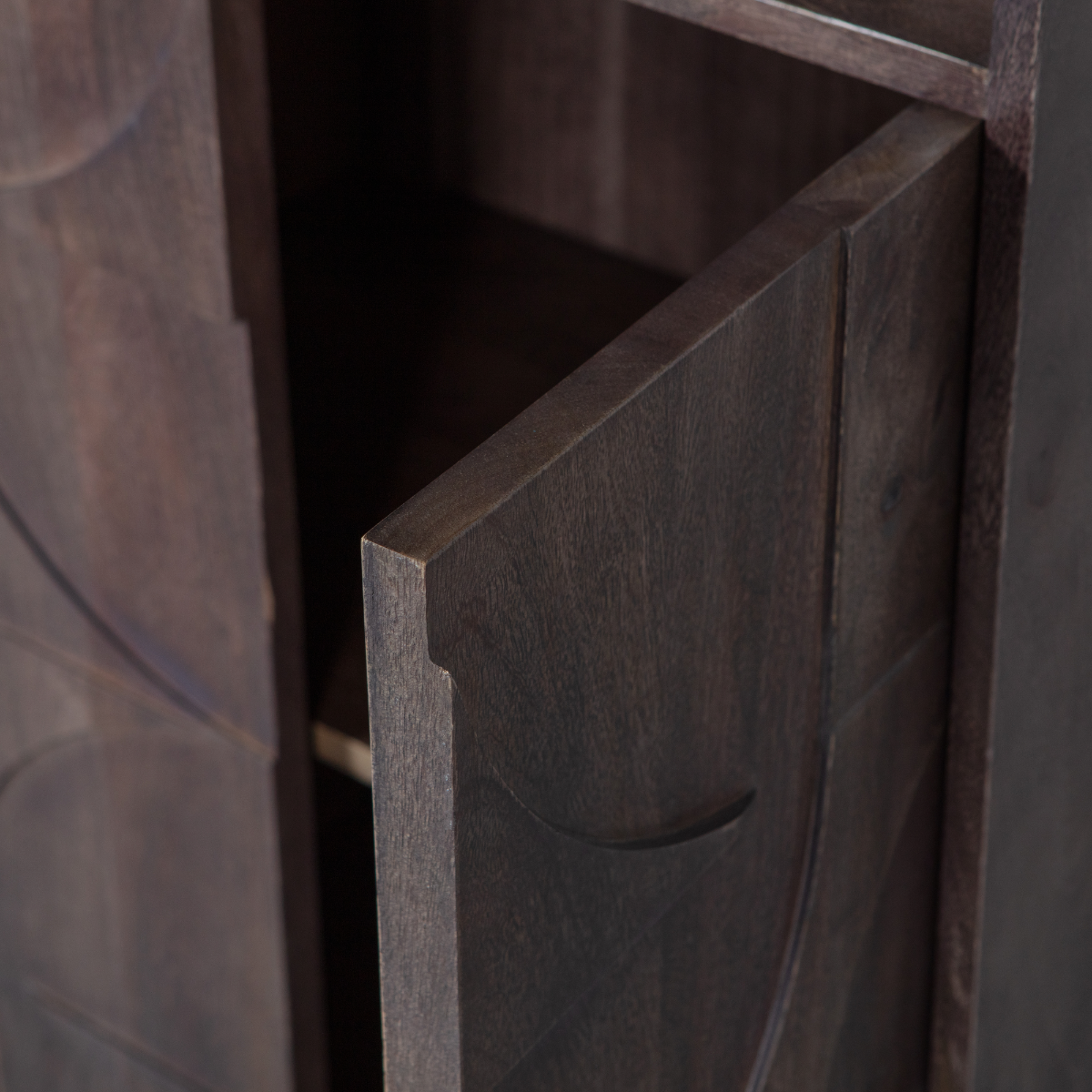 Draw Walnut Mango Wood 4 Door Storage Cabinet - WOO .Design