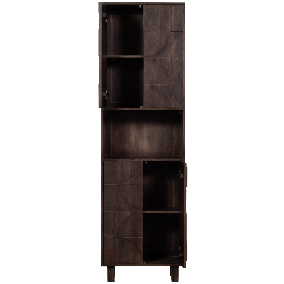 Draw Walnut Mango Wood 4 Door Storage Cabinet - WOO .Design