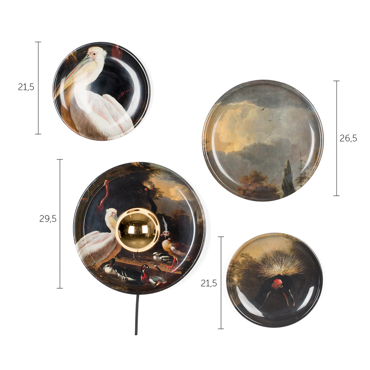 No Food Here Birds Wall Lamp (4/Set)