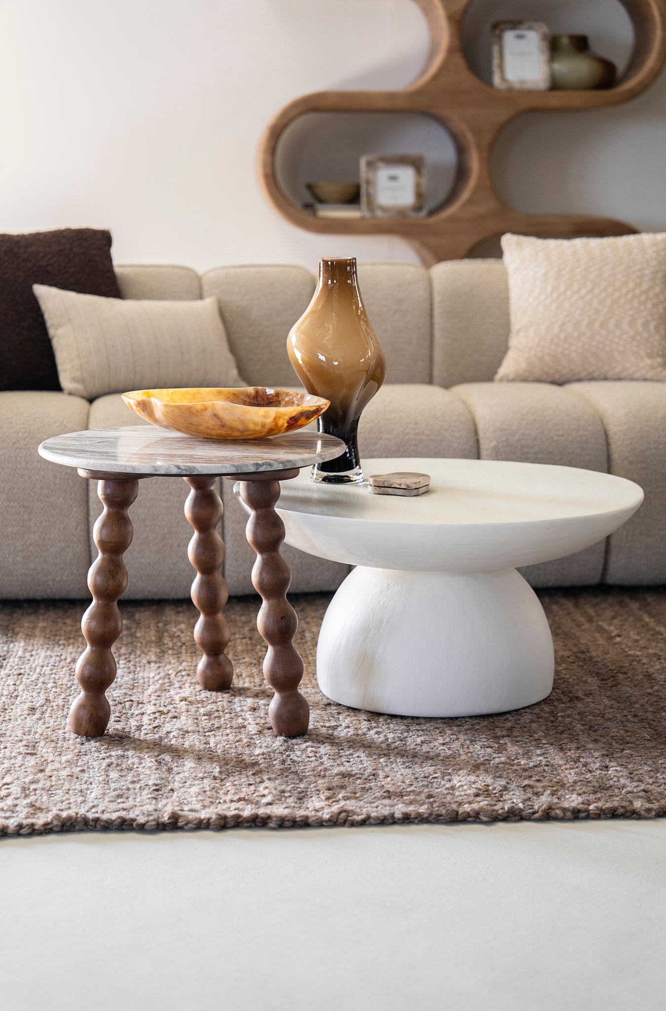 Nelo Marble/Mango Wood Side Table