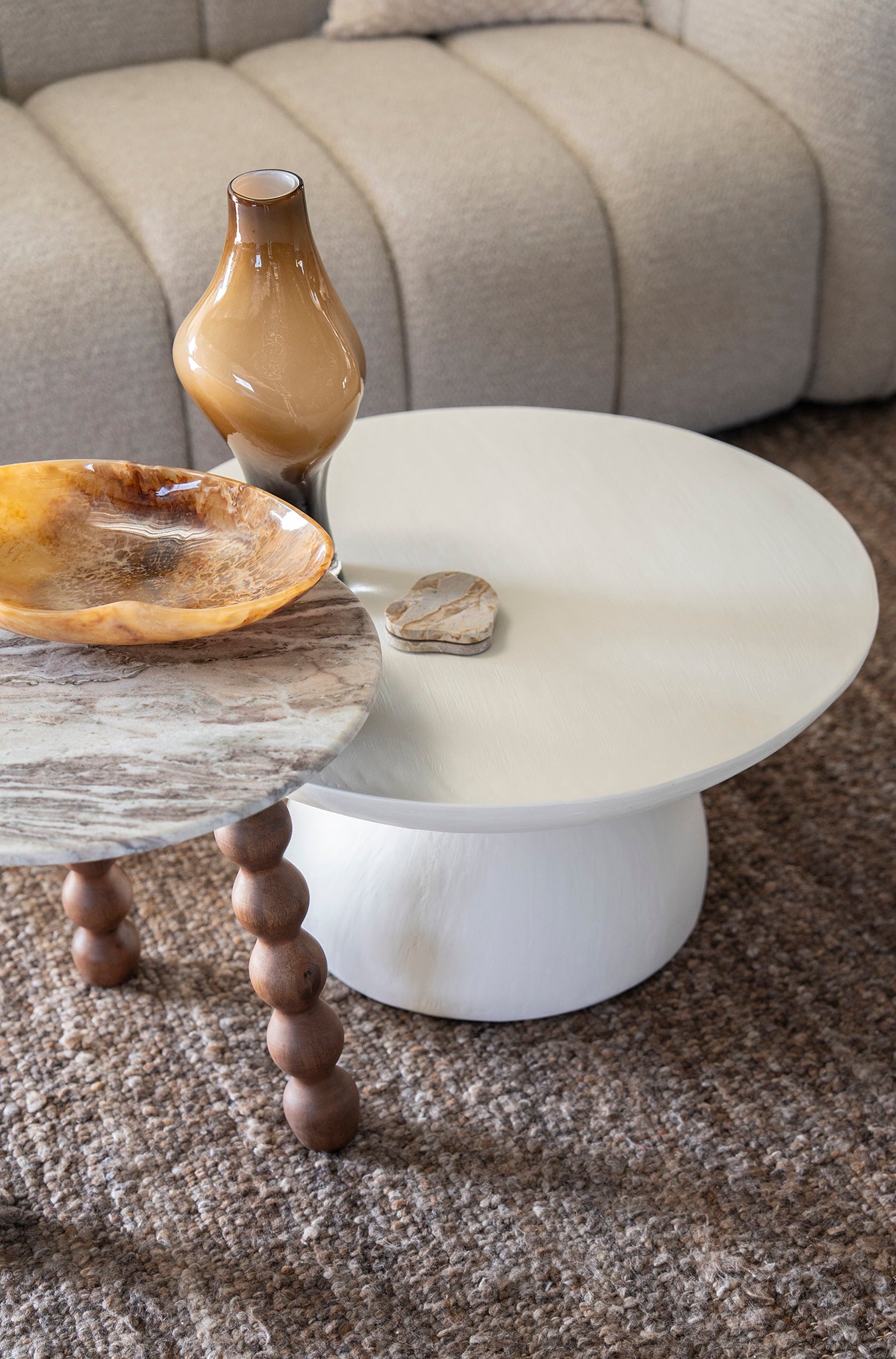Nelo Marble/Mango Wood Side Table