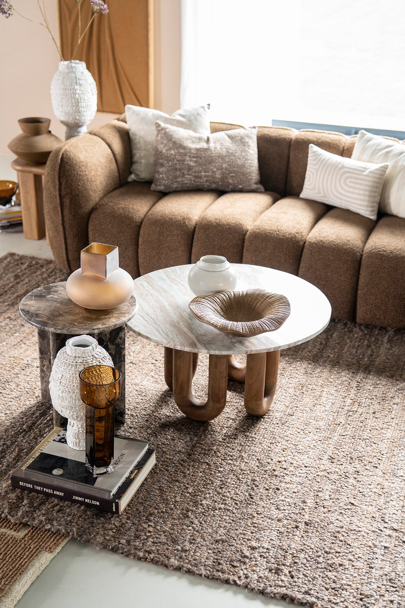 LoopStone Natural Marble/Mango Wood Coffee Table