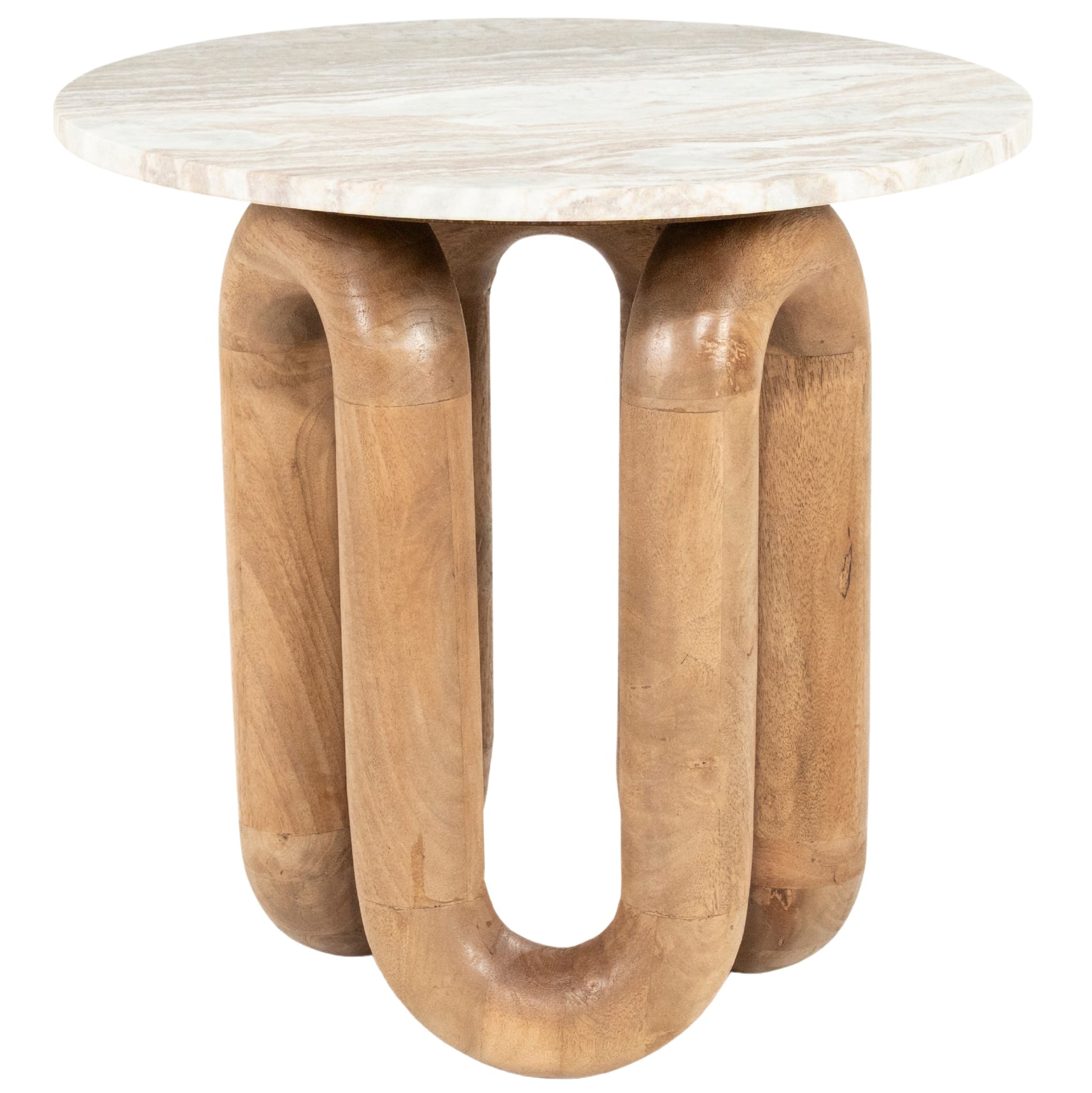 LoopStone Natural Marble/Mango Wood Side Table