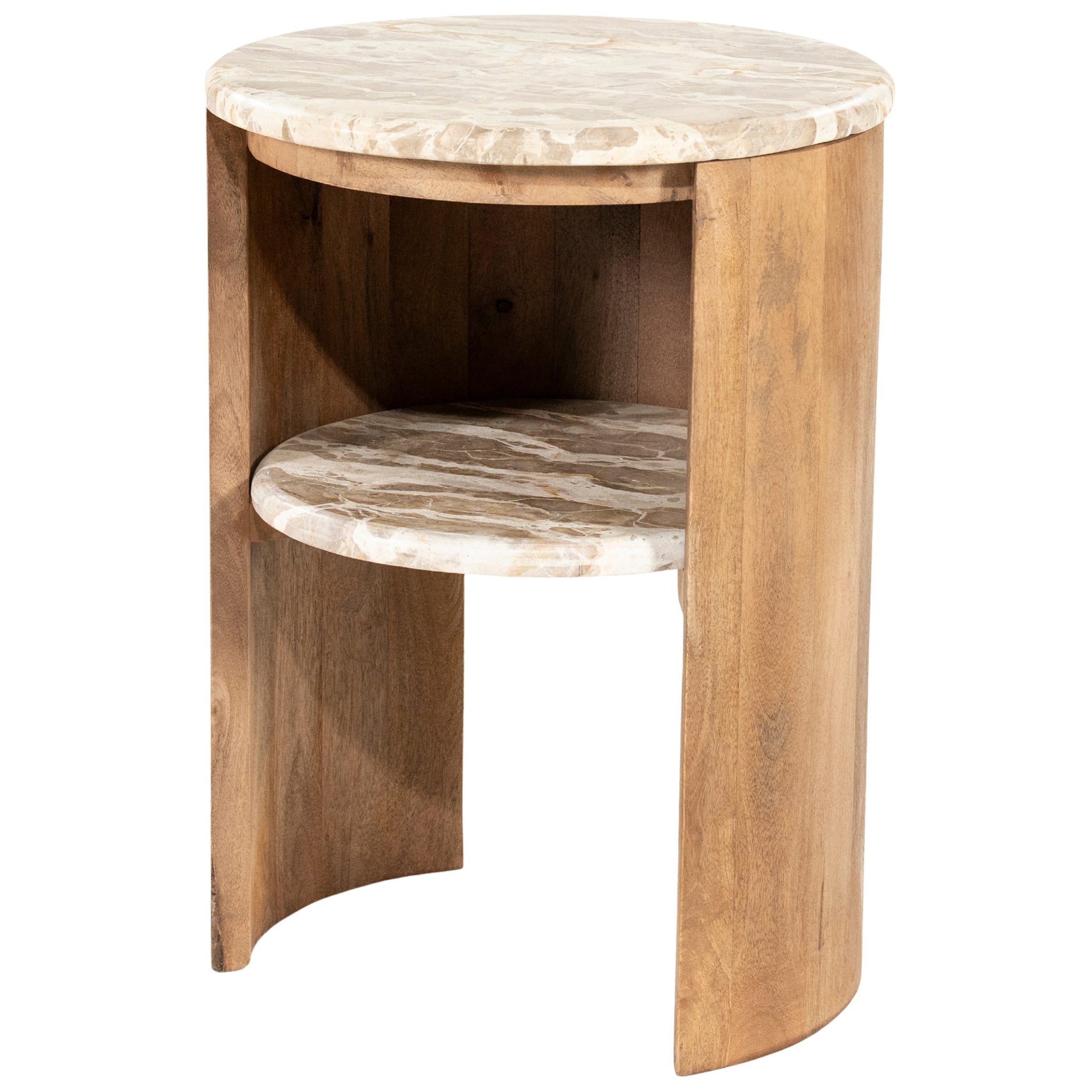 Marbelon Natural Marble/Mango Wood Side Table