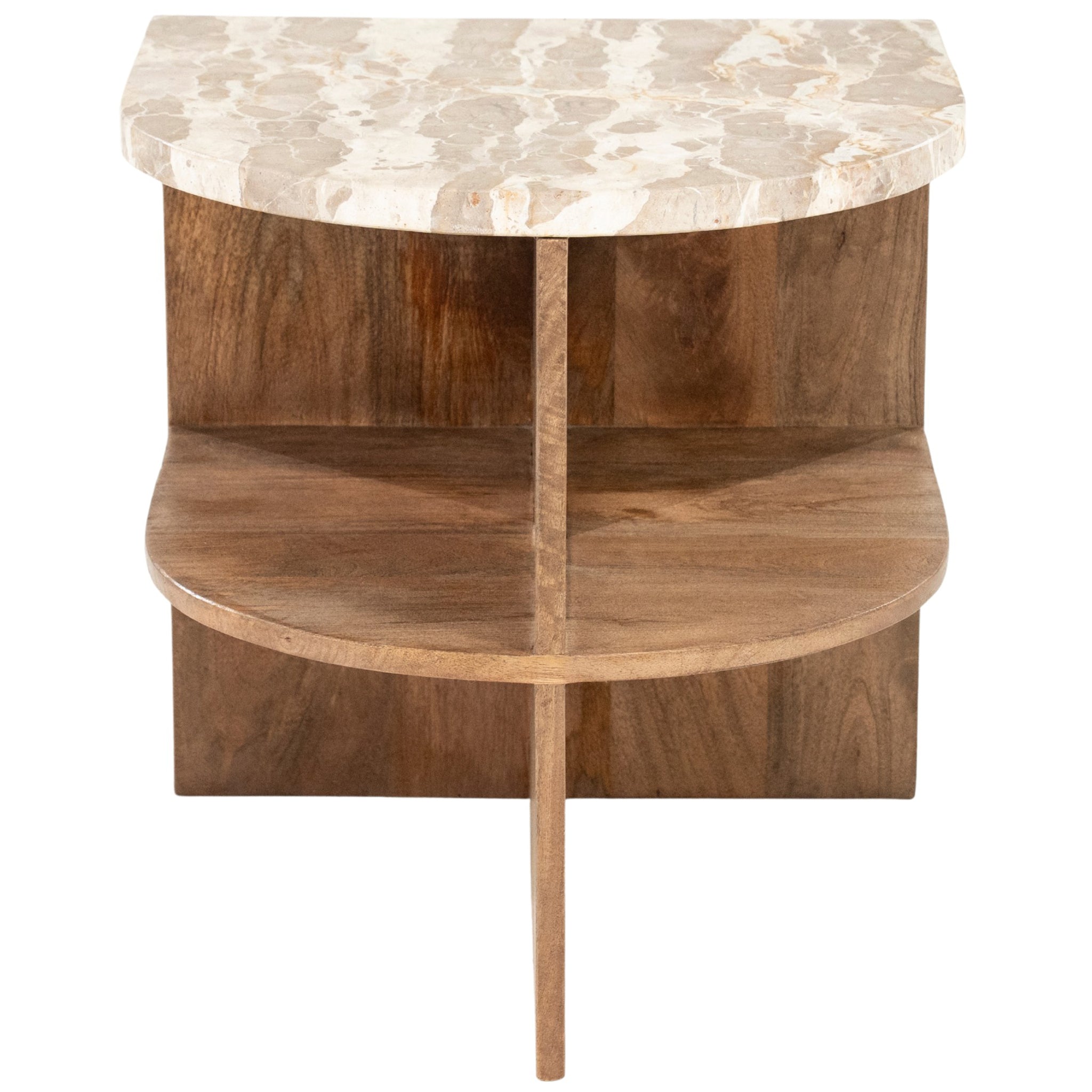 Marwood Natural Marble/Mango Wood Side Table
