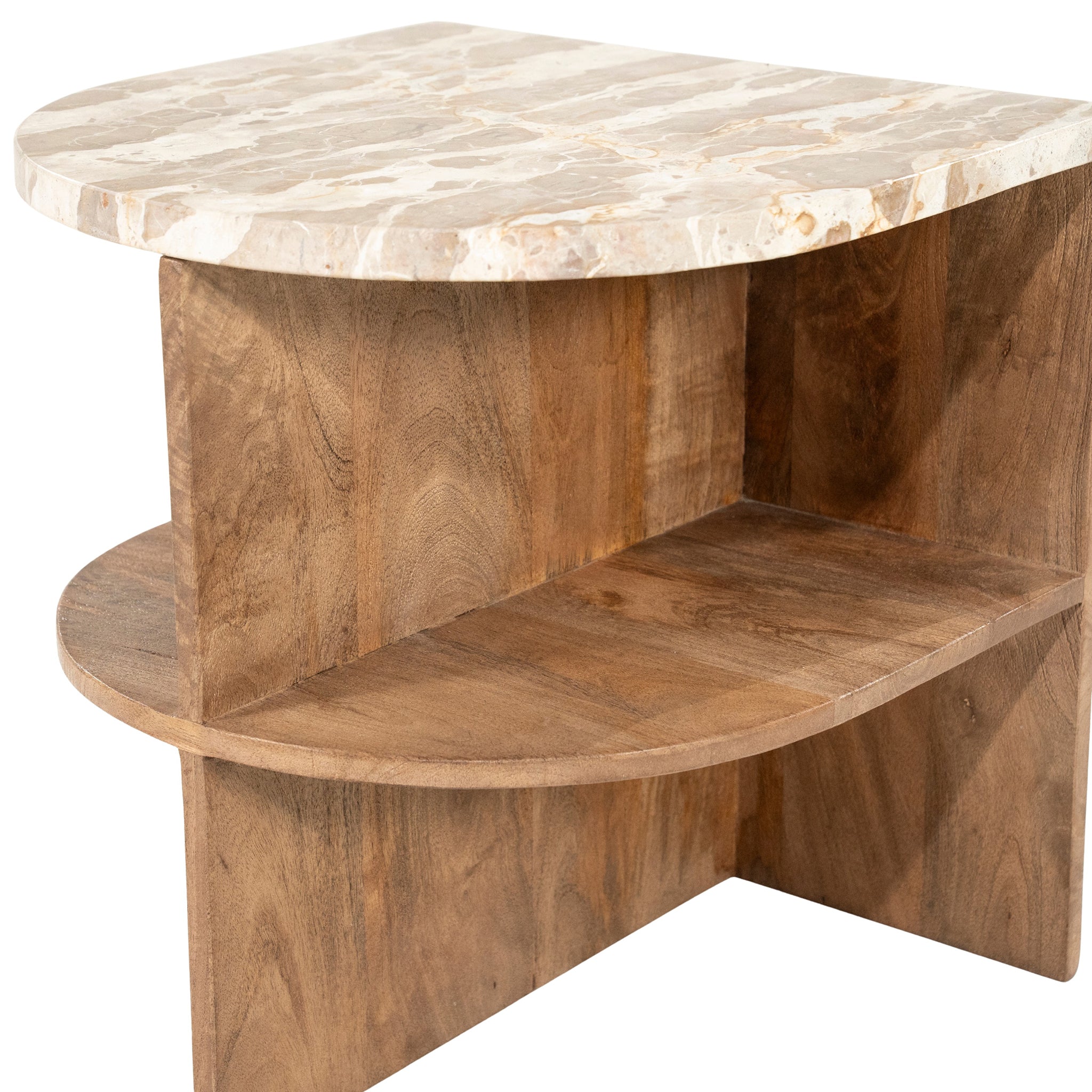 Marwood Natural Marble/Mango Wood Side Table