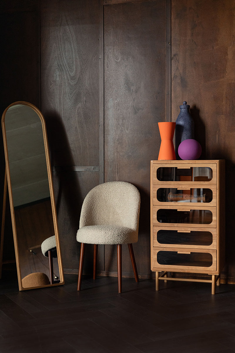 Caroun Bamboo Wood Stand Mirror - WOO .Design