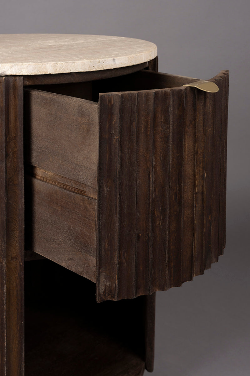 Marlow Mango Wood/Travertin Nightstand - WOO .Design