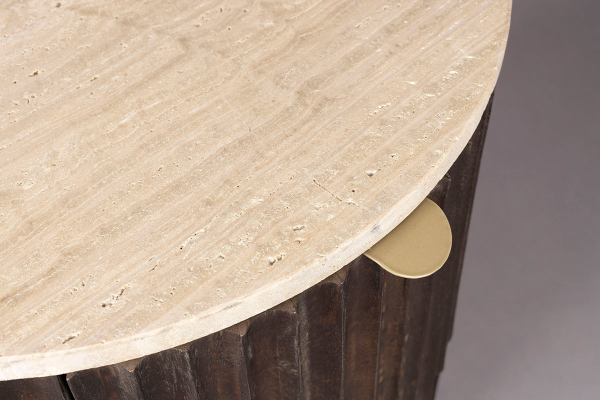 Marlow Mango Wood/Travertin Nightstand - WOO .Design