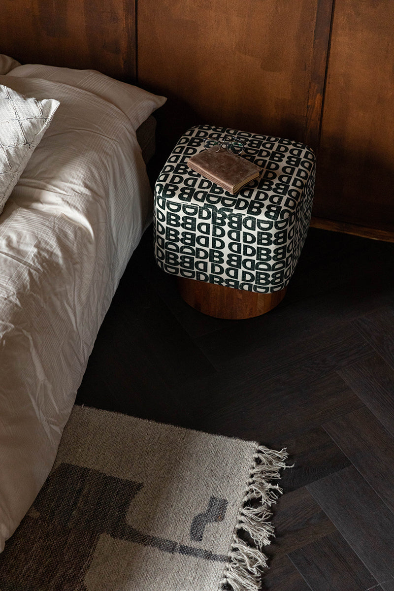 Monogram Mango Wood Stool - WOO .Design