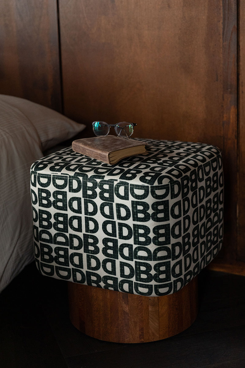 Monogram Mango Wood Stool - WOO .Design