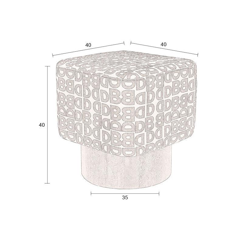 Monogram Mango Wood Stool - WOO .Design