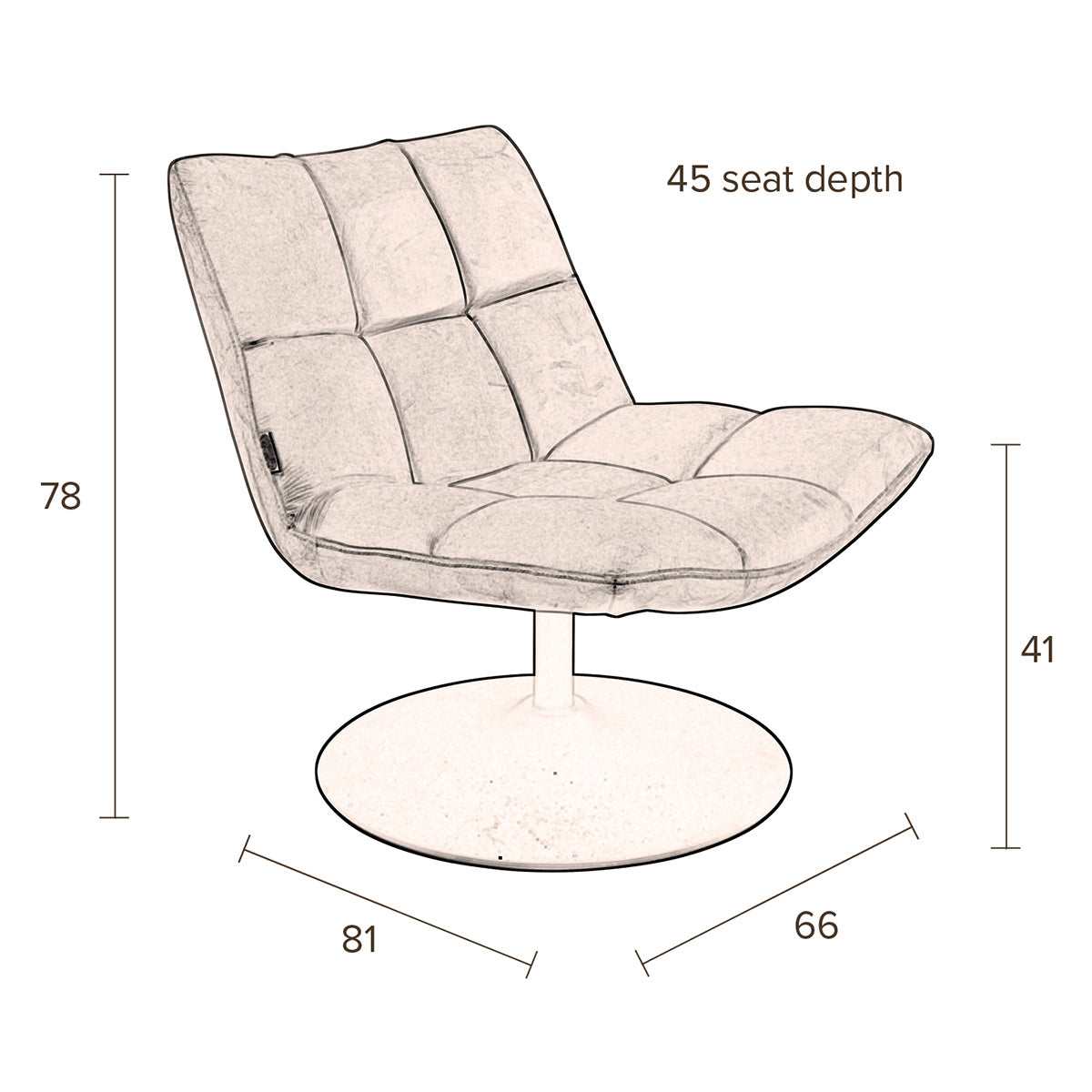 Bar Golden Brown Velvet Lounge Chair (Display/Outlet)