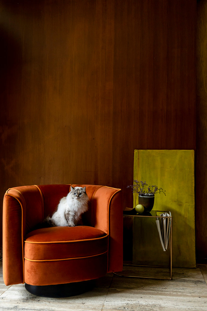 Flower Velvet Swivel Lounge Chair