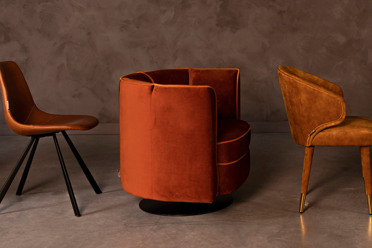 Flower Velvet Swivel Lounge Chair