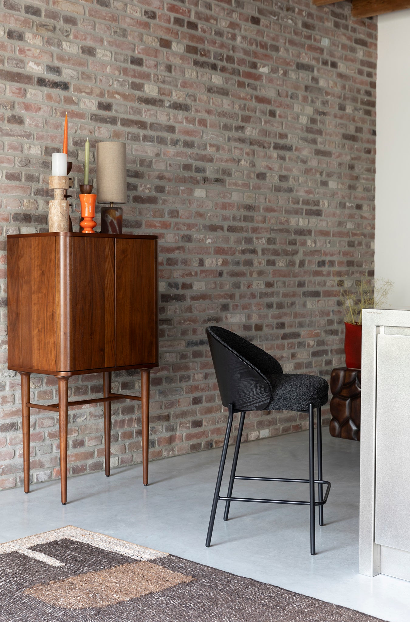 Rodin Black Boucle Counter Chair