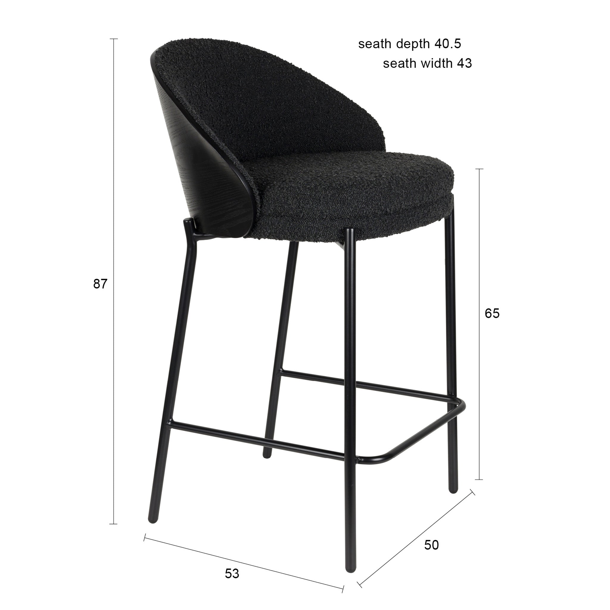 Rodin Black Boucle Counter Chair