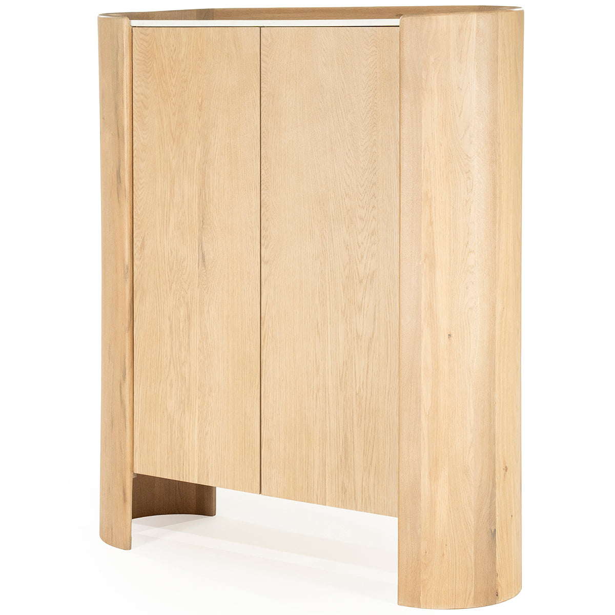 Don Natural Oak Wood/Marble Cabinet
