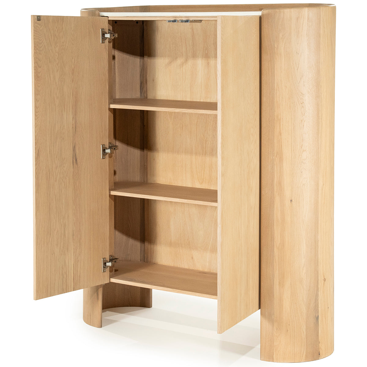 Don Natural Oak Wood/Marble Cabinet