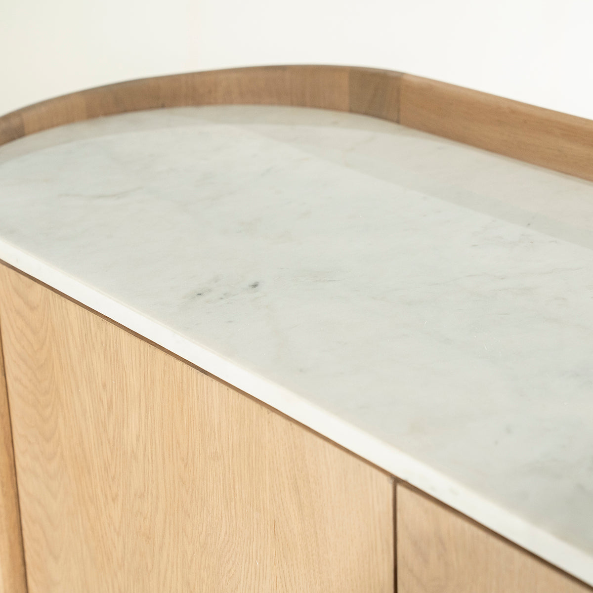 Don Natural Oak Wood/Marble Cabinet