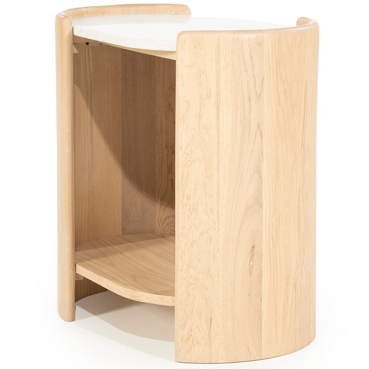 Don Natural Oak Wood/Marble Side Table