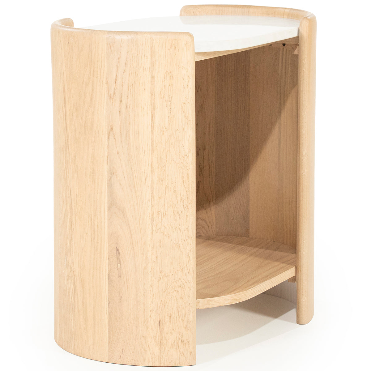 Don Natural Oak Wood/Marble Side Table