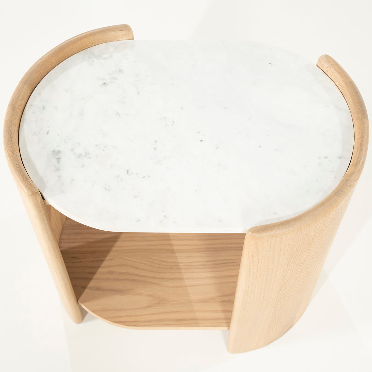 Don Natural Oak Wood/Marble Side Table