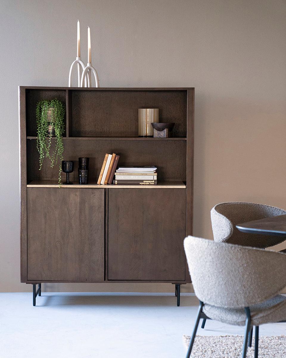 Lio Travertine/Mango Wood Low Bookcase - WOO .Design