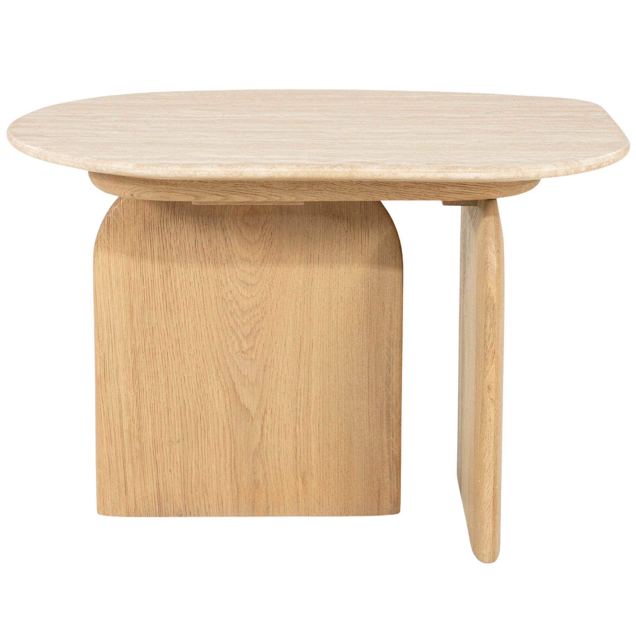 Lova Travertine/Oak Wood Side Table