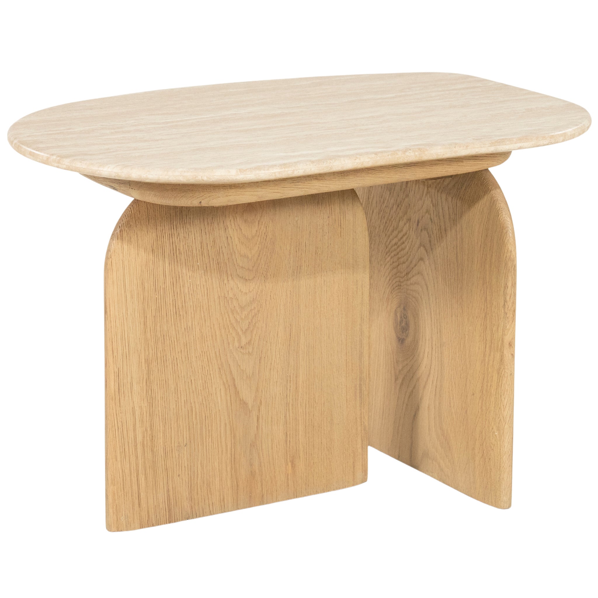 Lova Travertine/Oak Wood Side Table