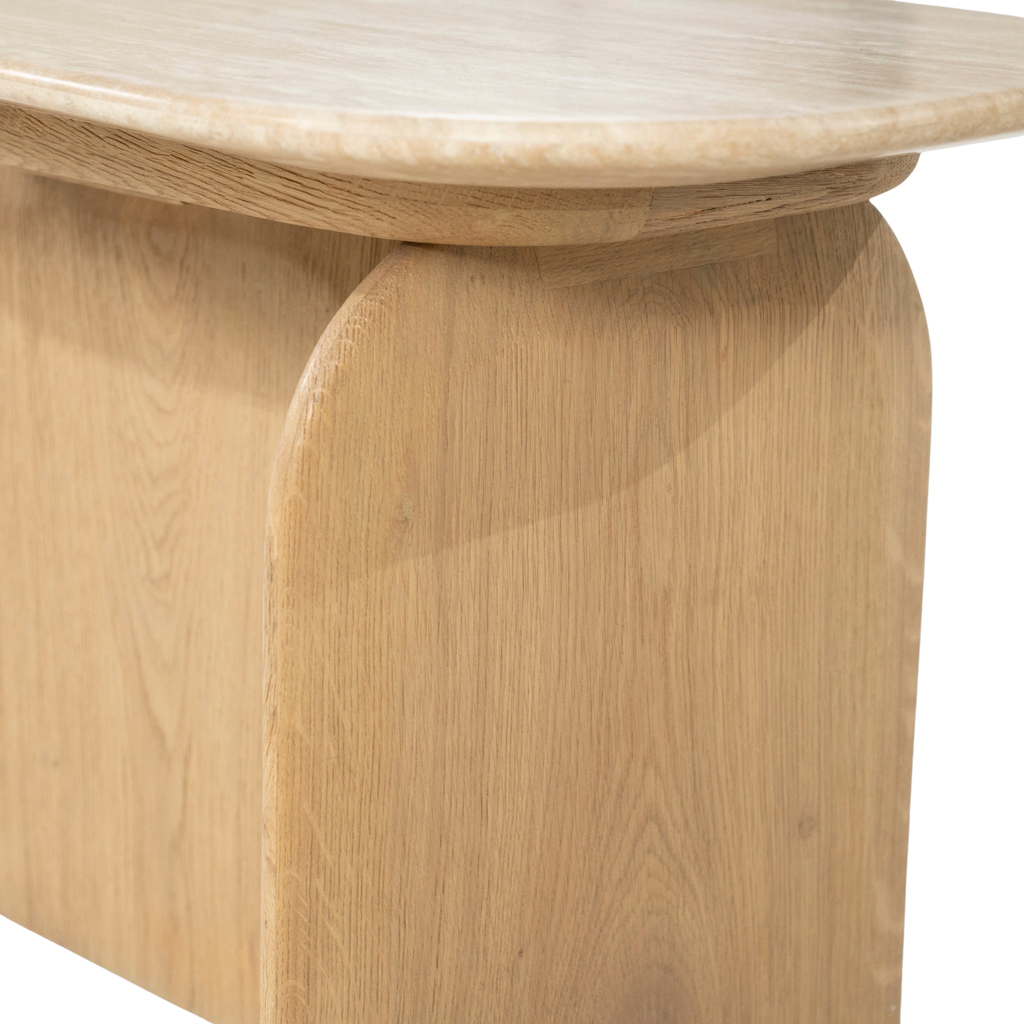 Lova Travertine/Oak Wood Side Table