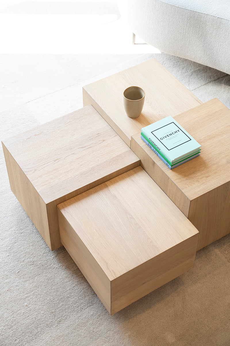 Quinten Oak Wood Square Coffee Table