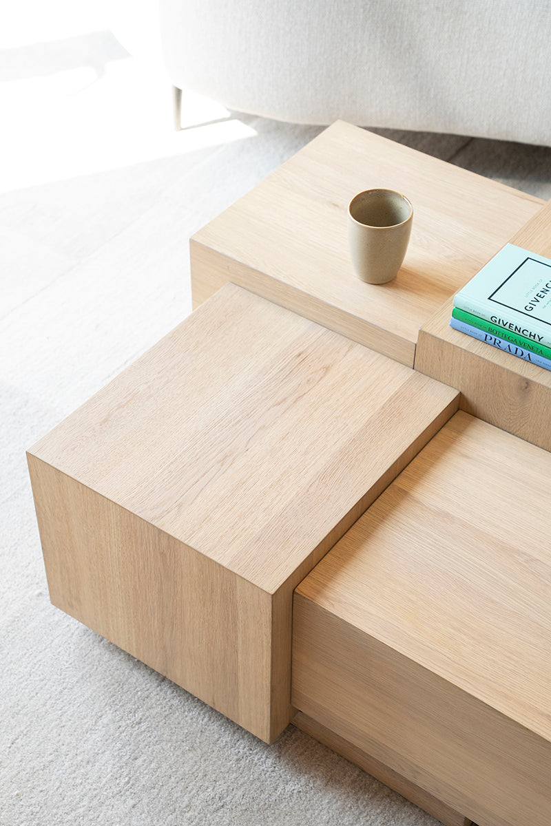 Quinten Oak Wood Square Coffee Table