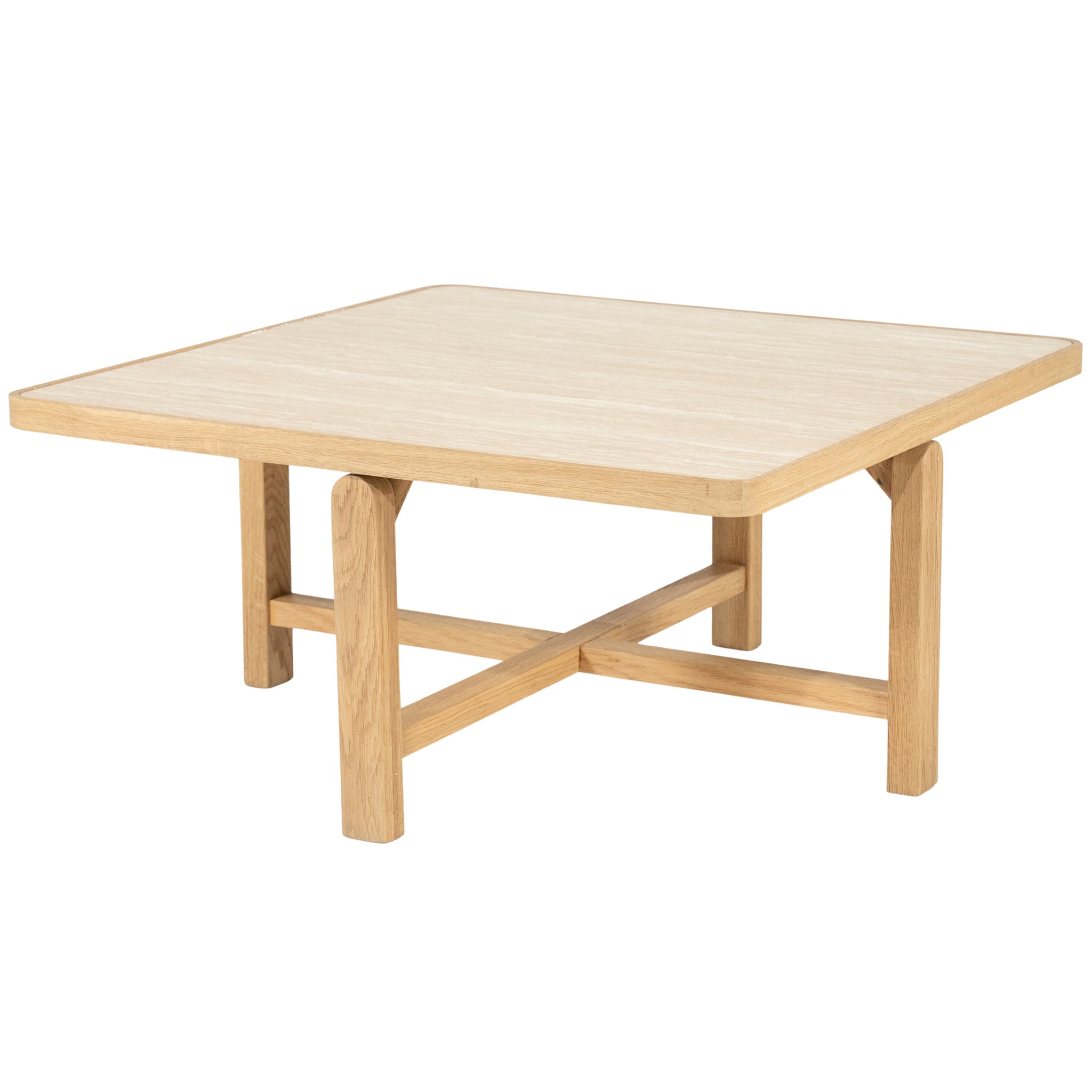 Vidar Travertine/Oak Wood Coffee Table