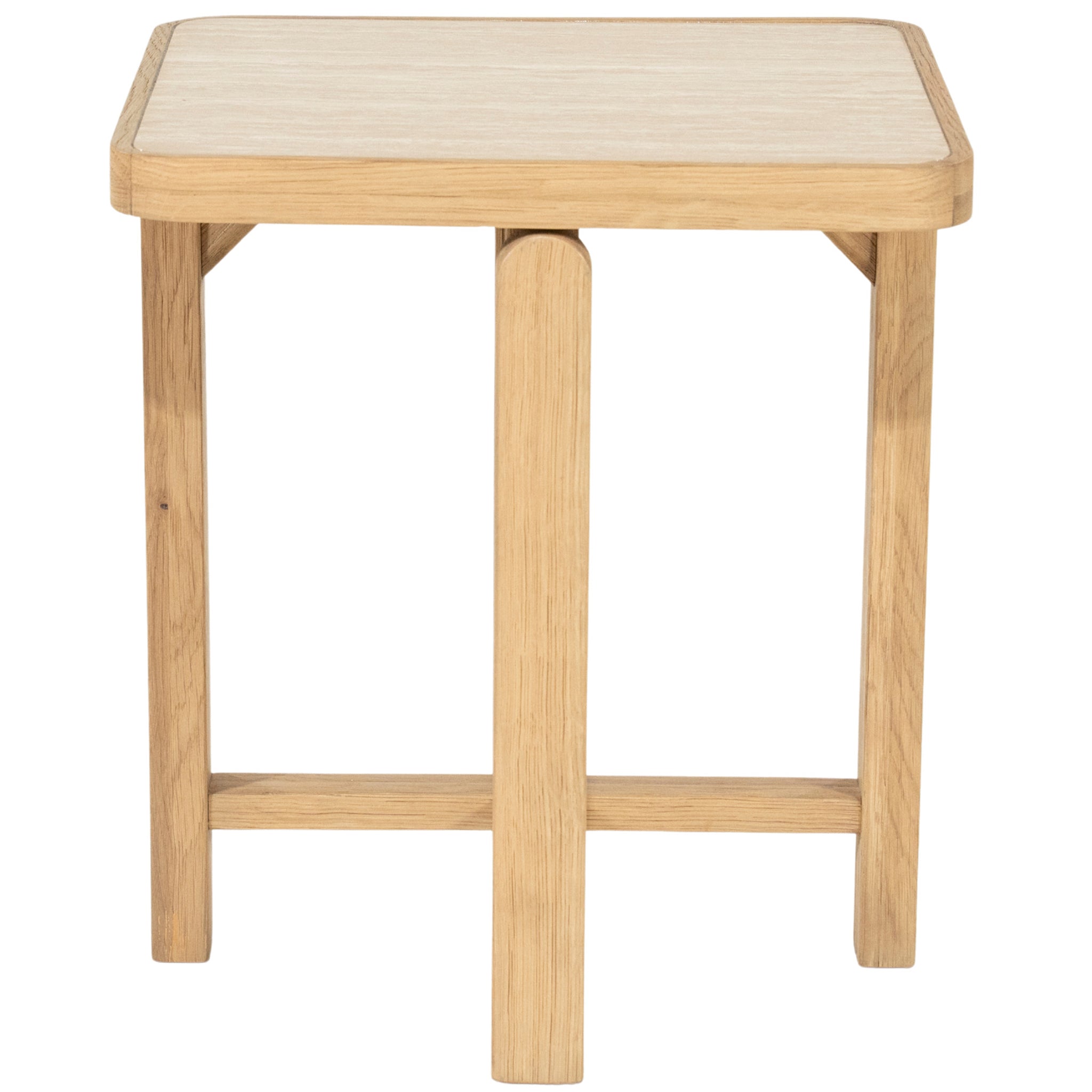 Vidar Travertine/Oak Wood Side Table