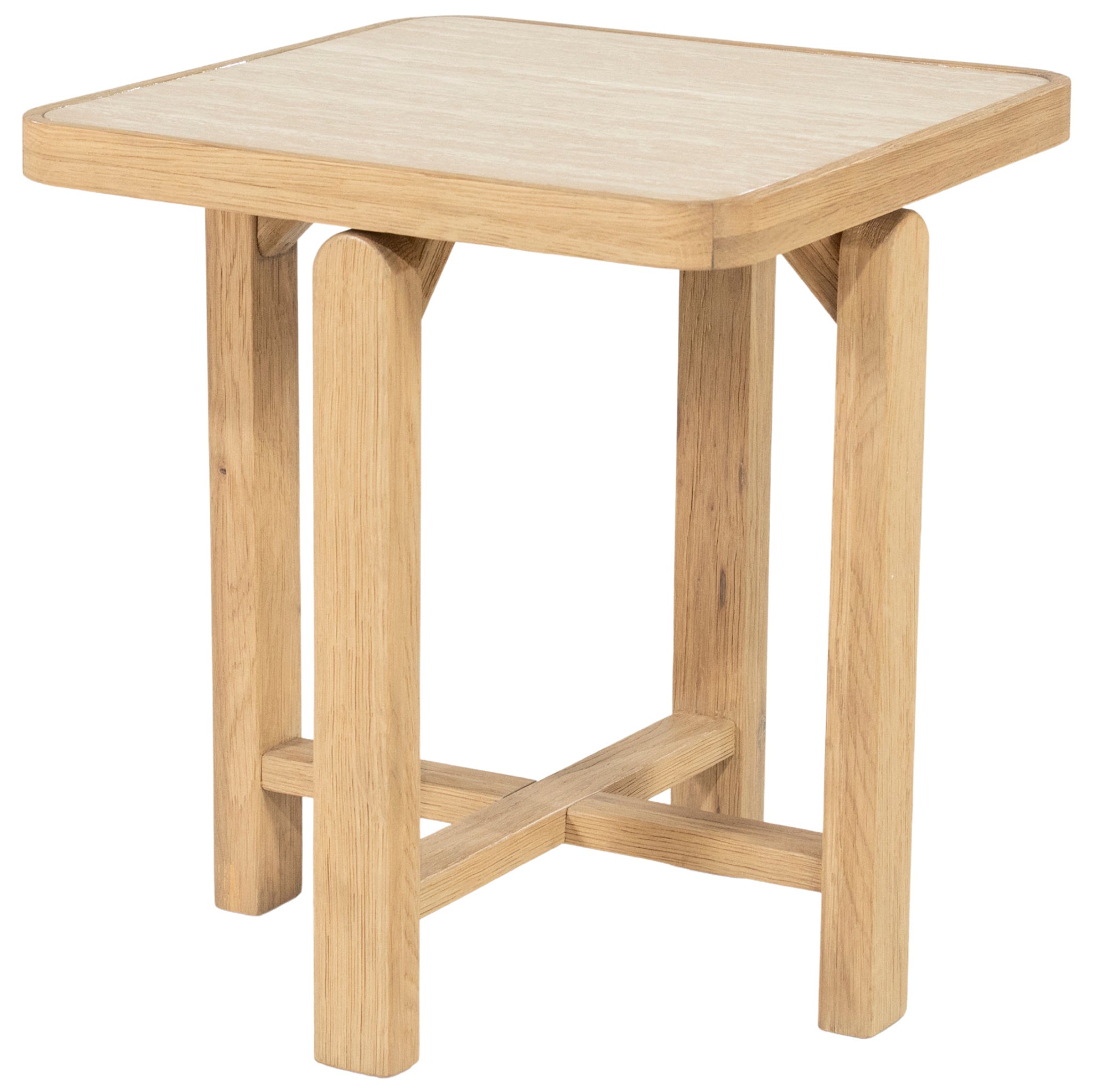 Vidar Travertine/Oak Wood Side Table