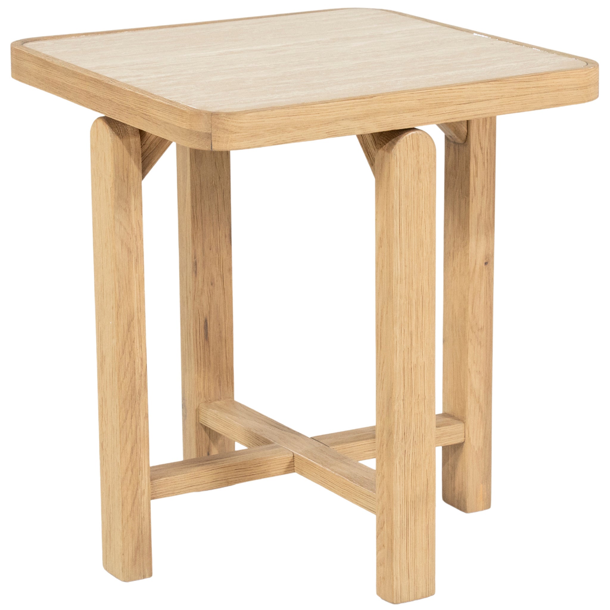 Vidar Travertine/Oak Wood Side Table