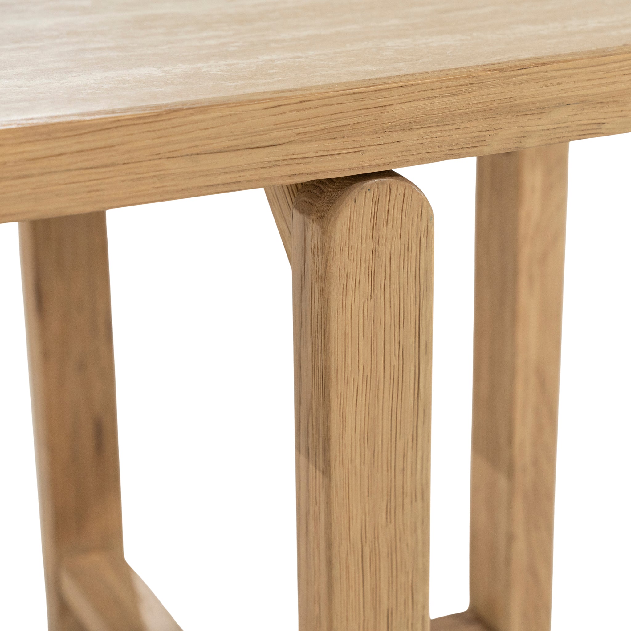 Vidar Travertine/Oak Wood Side Table