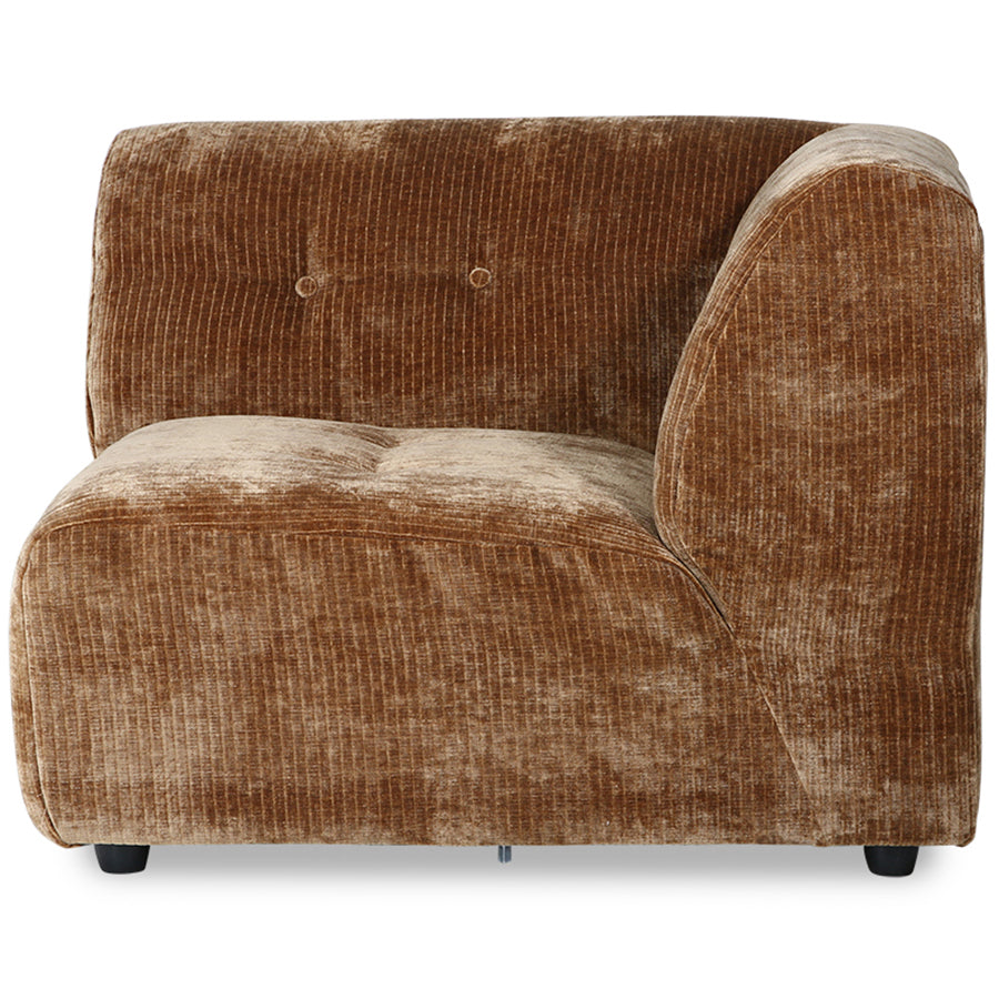 Vint Aged Gold Corduroy Velvet Couch - Element Left