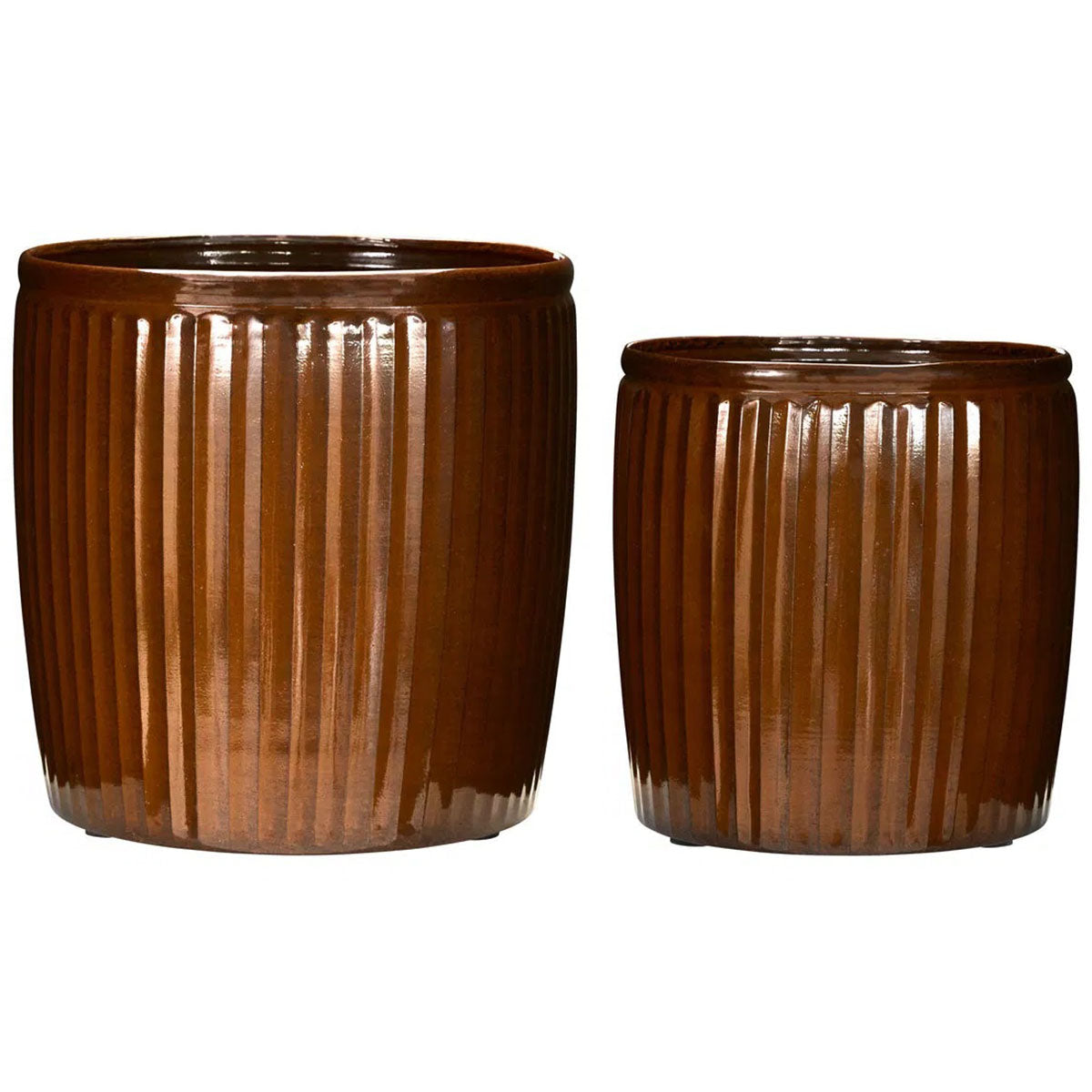 Groove Brown Large Planter (2/Set)