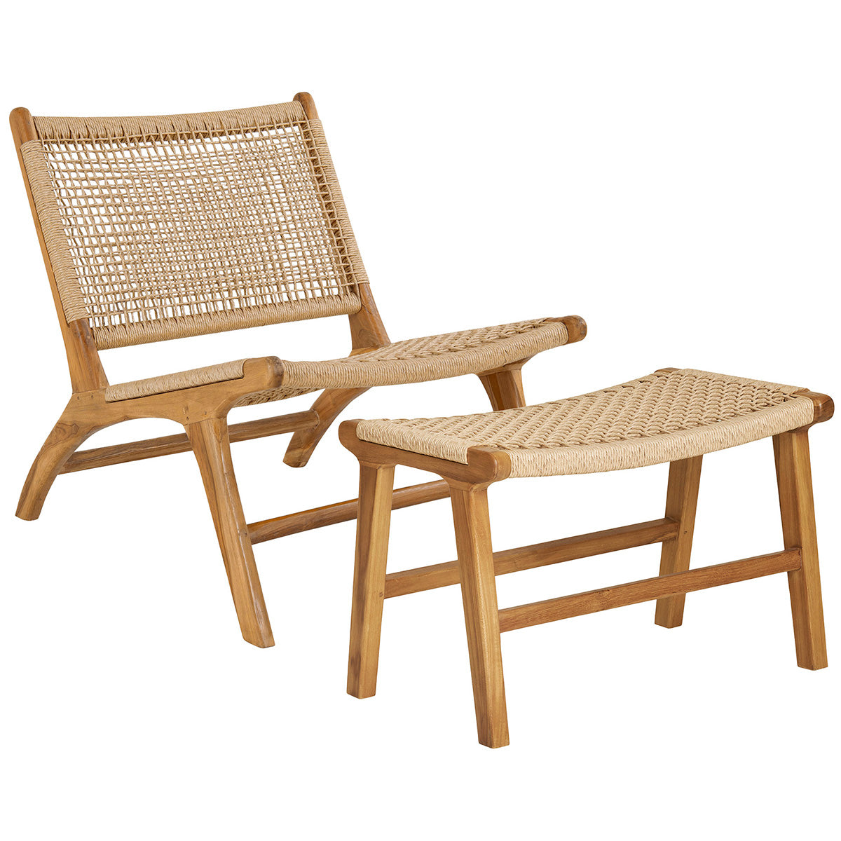 Derby Teak Wood Lounge Chair with Footrest