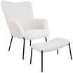Glasgow White Lounge Chair with Footrest