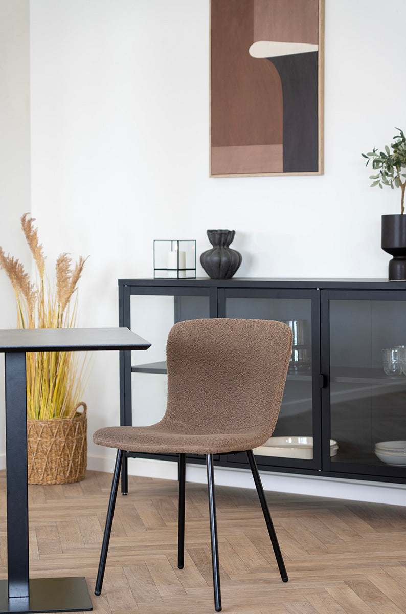 Halden Dark Brown Fur Dining Chair