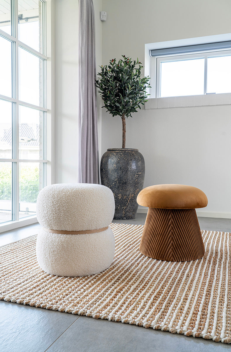 Hampton Ochre Velvet Pouf