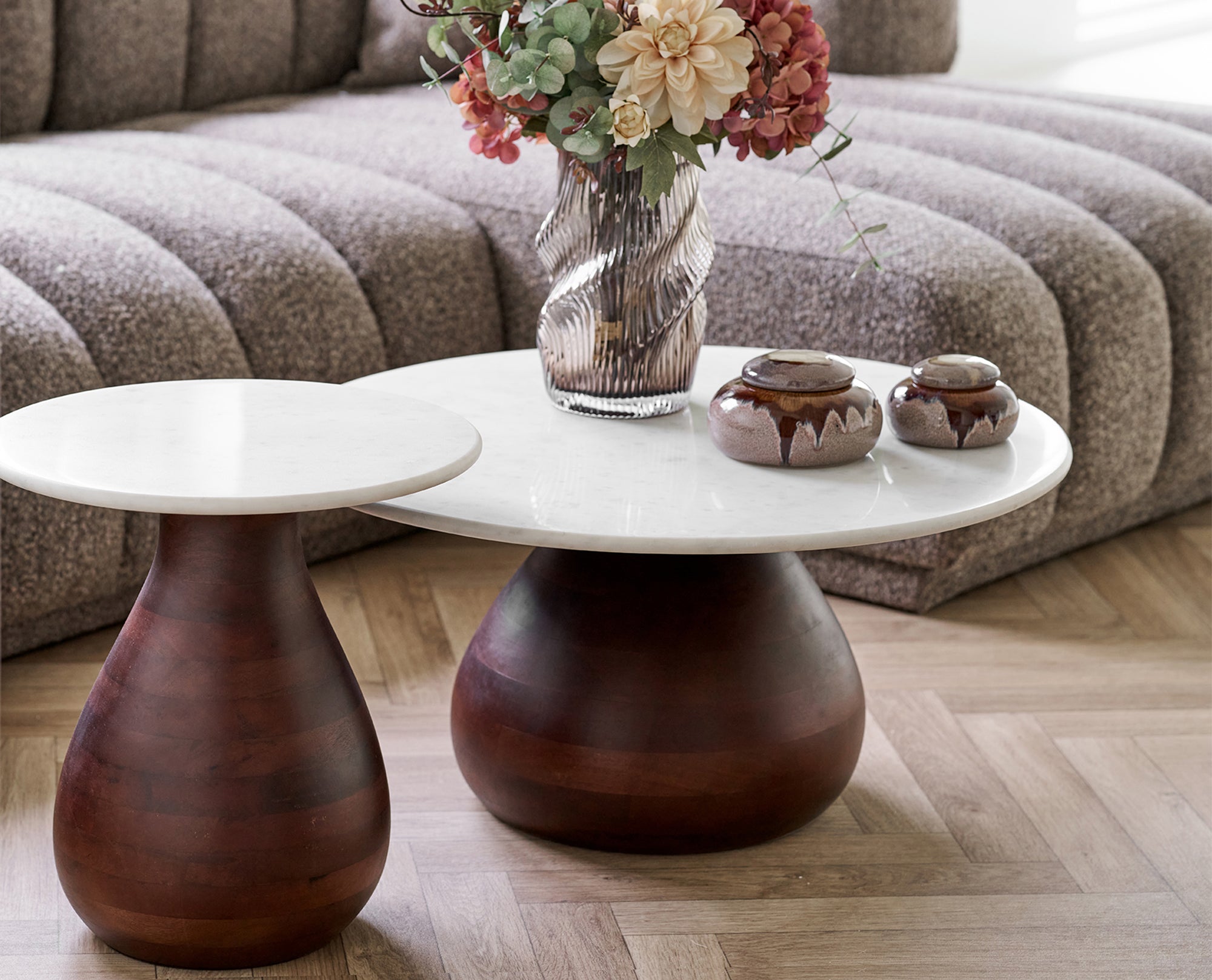 Heide Marble/Mango Wood Side Table